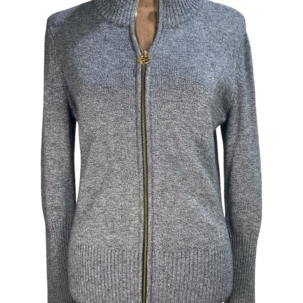 Calvin Klein Charcoal Gray Zip-Up Cardigan‎ With Gold Accent Women’s XS